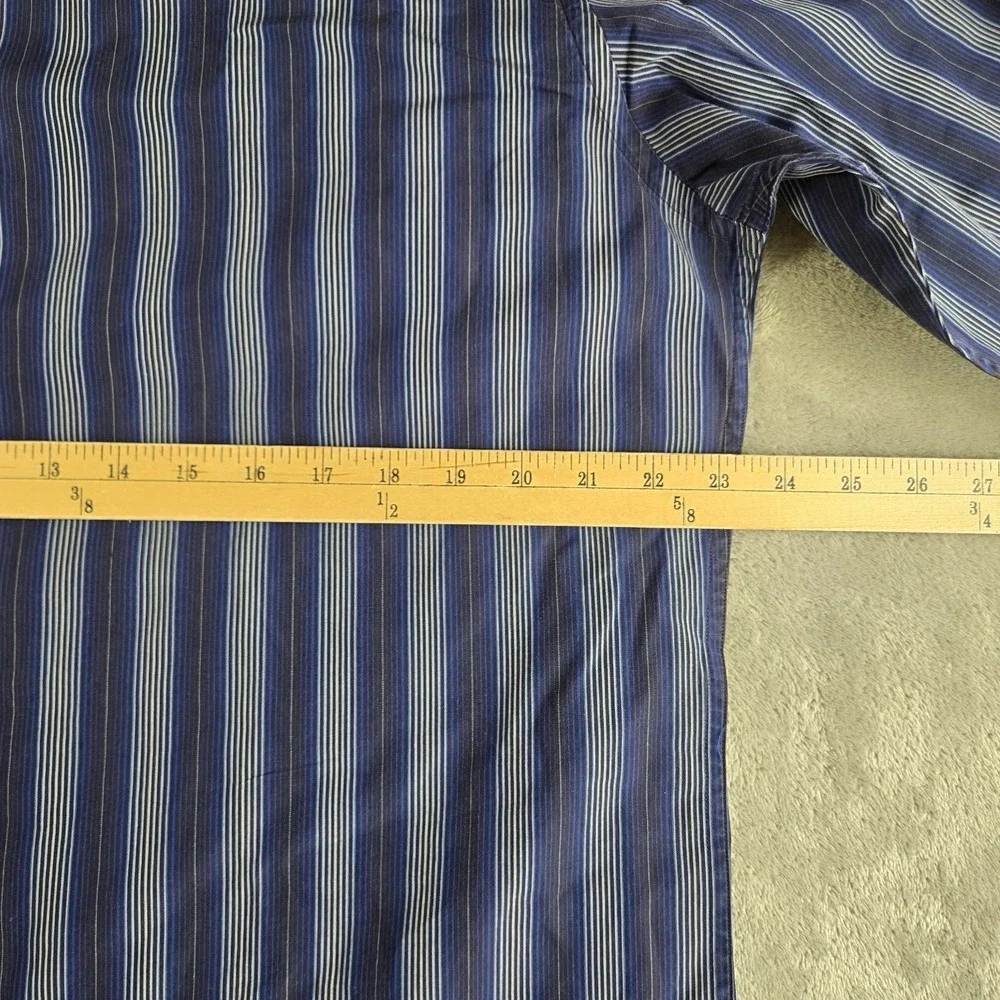 Vintage Banana Republic Shirt Mens Large 16/16.5 Blue Striped Flip Cuffs Career